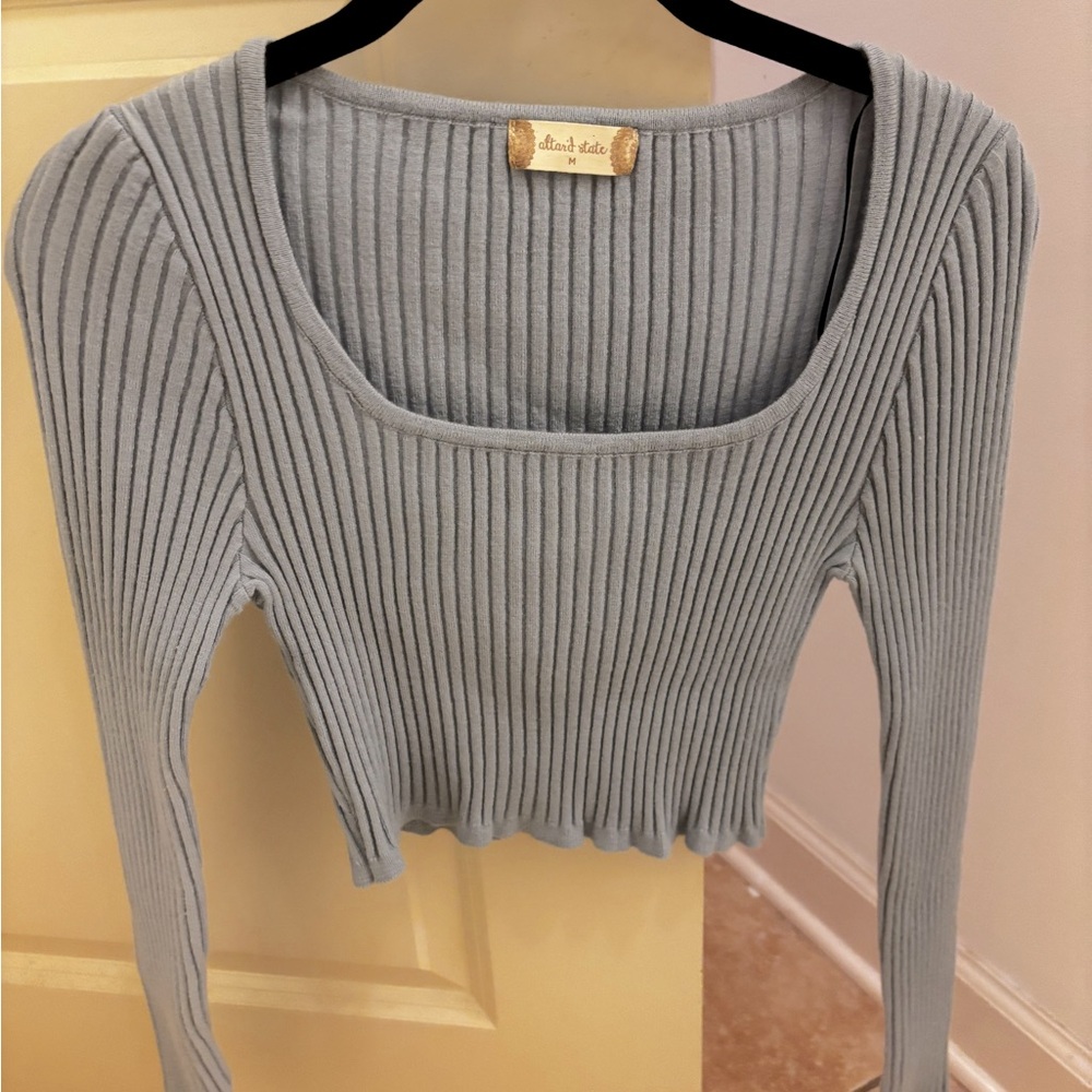 never worn light grayish blue long sleeve